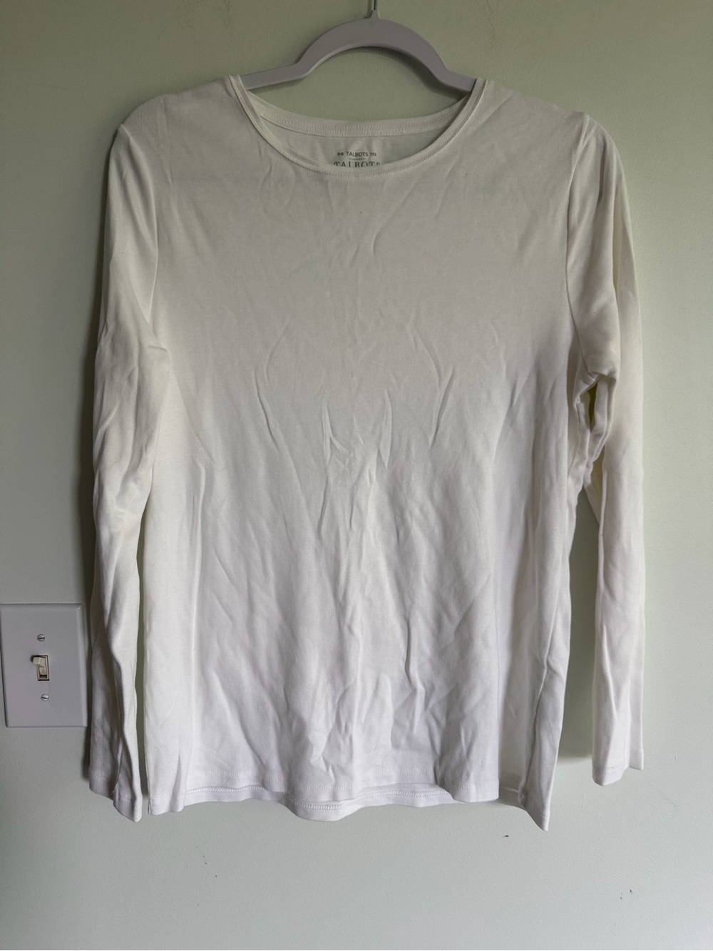 Talbots The Talbots Tee Classic Long Sleeve Crewneck Tee White 100% Pima Cotton